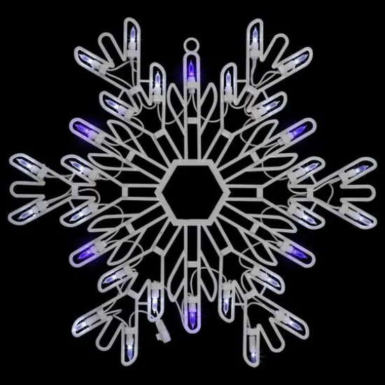 15" LED Pure White & Blue Snowflake Christmas Window Silhouette D&eacute;cor {5}