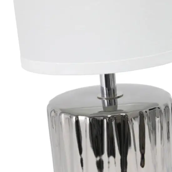 Simple Designs 11.5" Ruffled Metallic Chrome Capsule Table Lamp {10}
