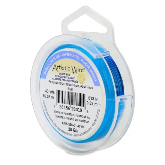 Artistic Wire&reg; 28 Gauge Silver Plated Tarnish Resistant Colored Copper Craft Wire, 40yd. Peacock Blue {1}