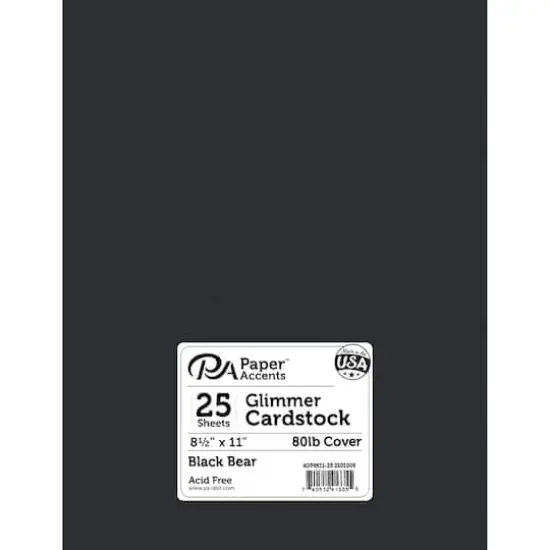 PA Paper&trade; Accents Glimmer 8.5" x 11" Cardstock, 25 Sheets Black Bear {1}