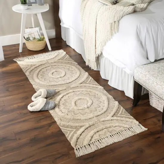 DII&reg; Hand-Loomed Medallion Runner Rug, 2ft. x 6ft. Stone/Natural {5}