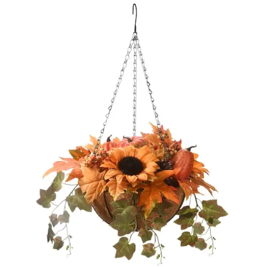 18" Harvest Hanging Basket with Ivy {1}