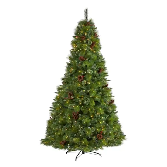 8ft. Pre-Lit Montana Mixed Pine, Pinecones & Berries Artificial Christmas Tree with Clear LED Lights {1}