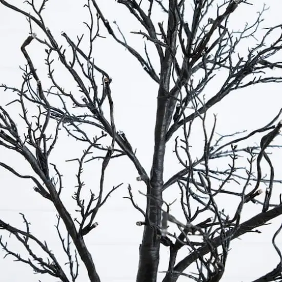 7ft. Pre-Lit Halloween Deluxe Black Twig Artificial Tree with 180 Orange & Purple LED Lights {4}