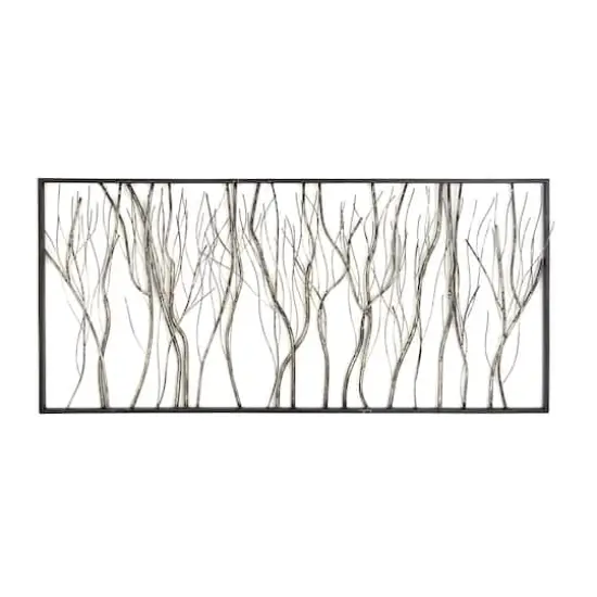 Silver Metal Contemporary Tree Branch Wall Decoration {1}