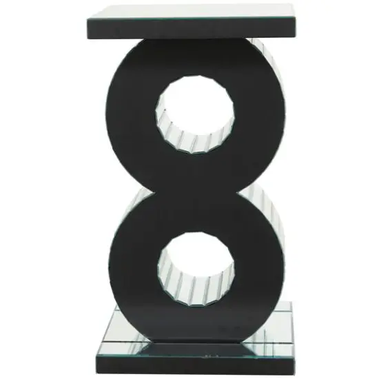 Silver Wood Mirrored Accent Table with Crystal Embellishment 16" x 16" x 28" {5}