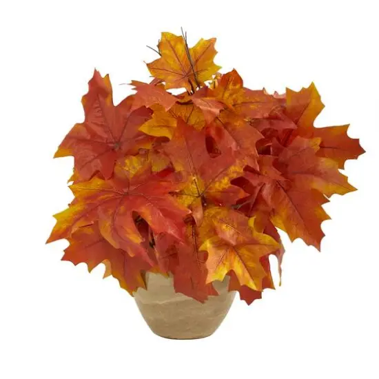 16" Autumn Maple Leaf Plant in Decorative Planter {1}