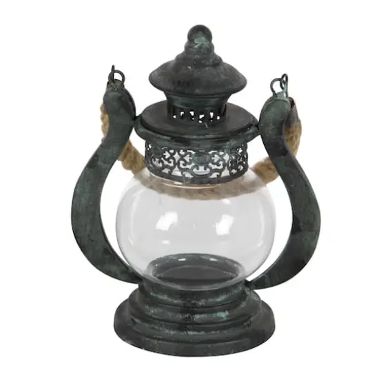 Black Iron Rustic Candle Holder Lantern, 9" x 8" x 5" {4}