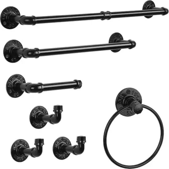 NEX&trade; 7-Piece Black Bathroom Hardware Set {1}