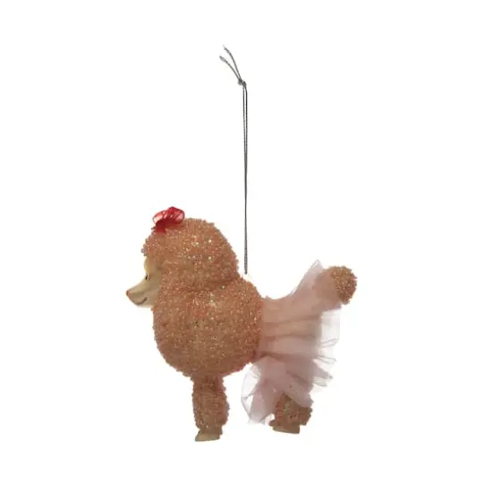 Hello Honey&reg; Pink Glass Poodle with Tutu & Beads Ornament {1}