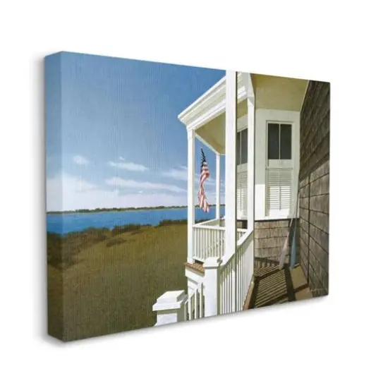 Stupell Industries Americana Cottage Porch Realistic Coastal Painting Canvas Wall Art {1}
