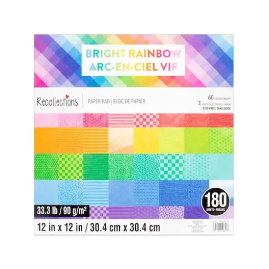 12" x 12" Bright Rainbow Paper Pad by Recollections&trade;, 180 Sheets {1}