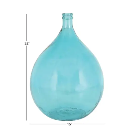 22" Turquoise Coastal Glass Vase {4}