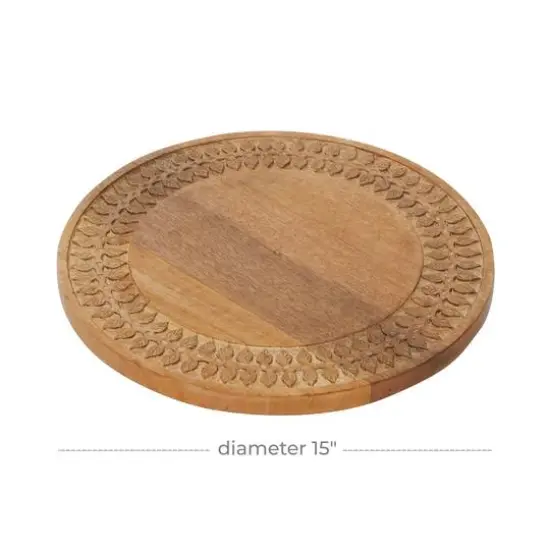 Brown Wood Country Cottage Lazy Susan Cake Stand, 2" x 15" x 15" {7}