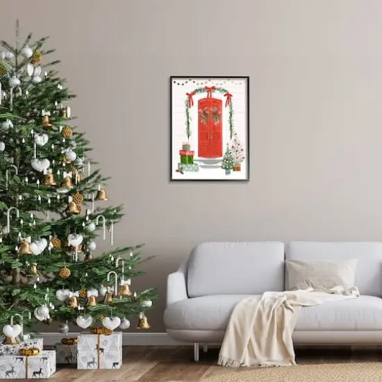 Stupell Industries Red Jolly Christmas Doorway Framed Giclee Art Black {3}