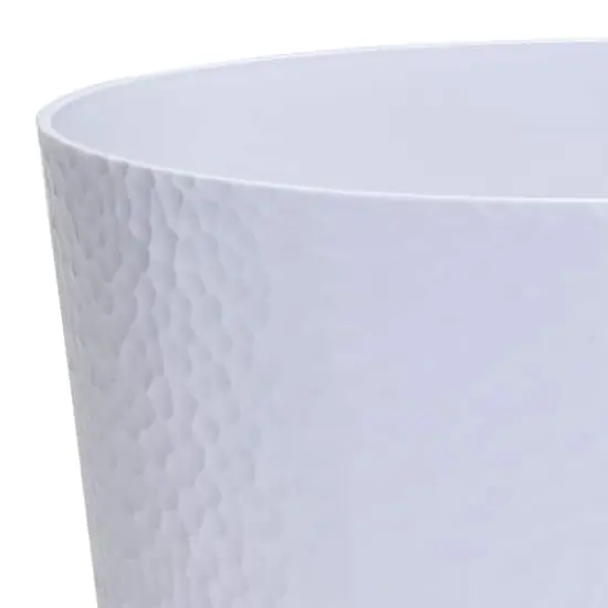 Bath Bliss White Hammered Textured Trash Can {4}