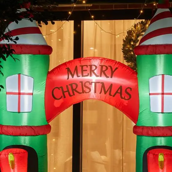 Glitzhome&reg; 10ft. Inflatable Arch Gate & Guards With Lights {7}