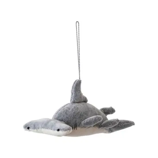 Hello Honey&reg; 7" Cream & Gray Velvet Hammer Head Shark Ornament {1}