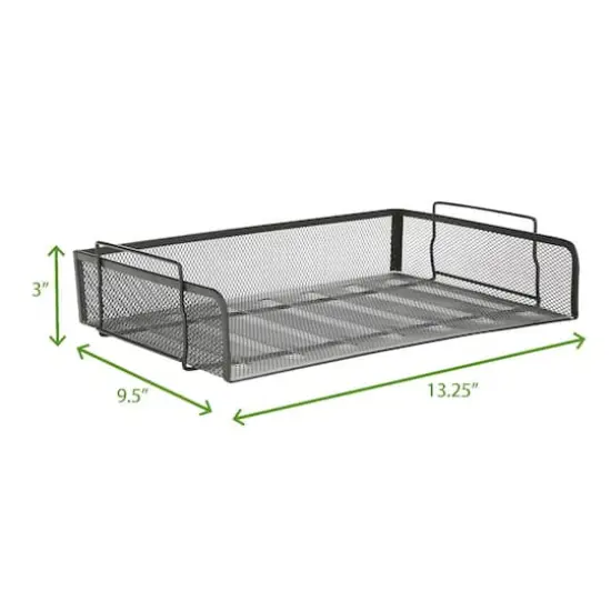 Mind Reader Stackable Metal Mesh Tray & Desk Document Organizer Set Black {4}