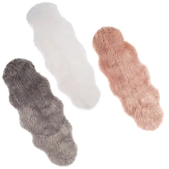 Hastings Home Faux Sheepskin Fur Rug Pink {8}