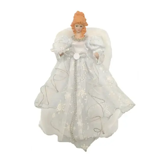 Santa's Workshop 14" White & Silver Angel Tree Topper {1}