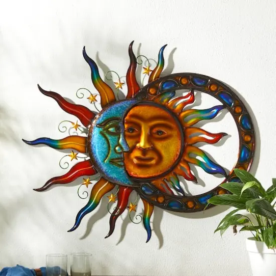 Glitzhome&reg; 33.5" Metal Sun & Moon Wall D&eacute;cor {4}