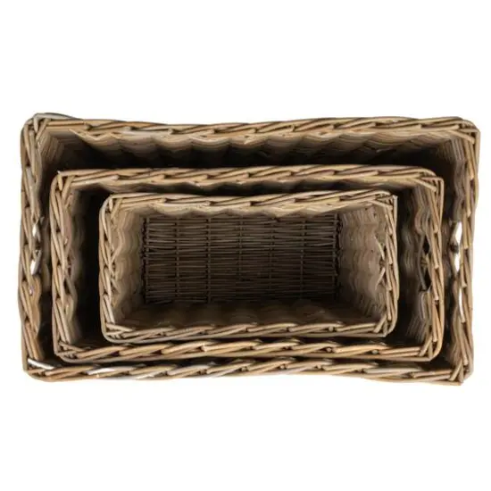 Hello Honey® Natural Rectangular Woven Rattan Nesting Basket Set {7}