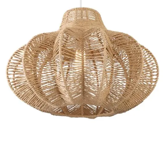 Hello Honey&reg; 17.75" Natural Boho Handwoven Paper Rope & Metal Ceiling Pendant Lamp {5}