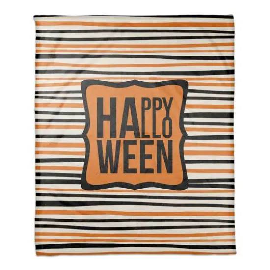 Happy Halloween Stripes Throw {1}