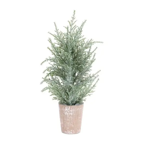 4 Pack 15" Unlit Icy Pine Artificial Potted Christmas Tree Set {1}