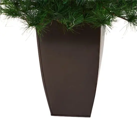 3.5ft. Unlit Yukon Mixed Pine Artificial Christmas Tree in Bronze Metal Planter {5}