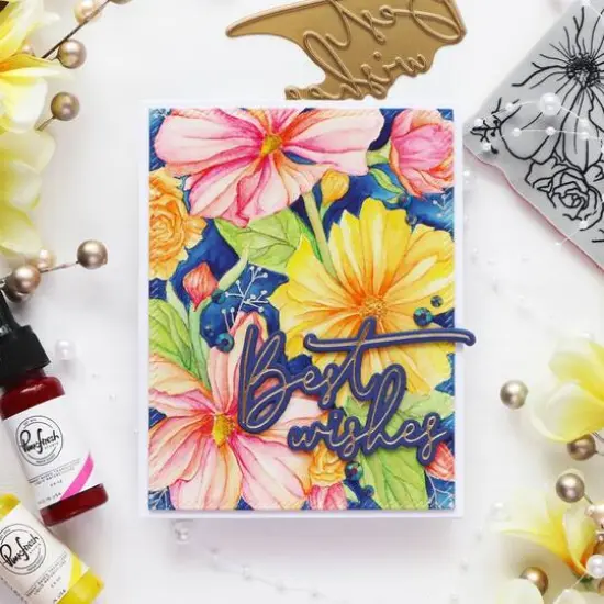 Pinkfresh Studio Floral Focus Cling Rubber Background Stamp {5}