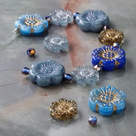 Blue Garden Czech Glass Flower Bead Mix by Bead Landing&trade; {3}