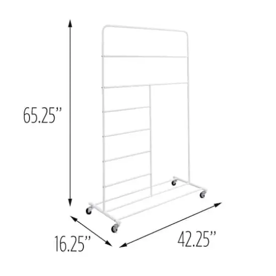 Honey Can Do White Rolling Multi-Section Clothes Drying Rack {4}