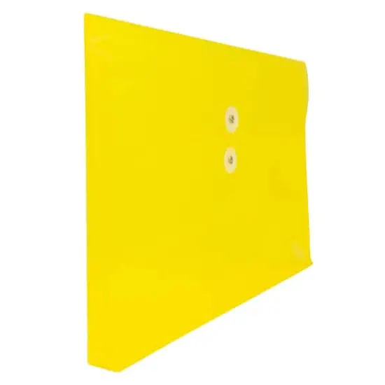JAM Paper Letter Booklet Plastic Envelopes with Button & String Tie Closure, 12ct. Yellow {5}