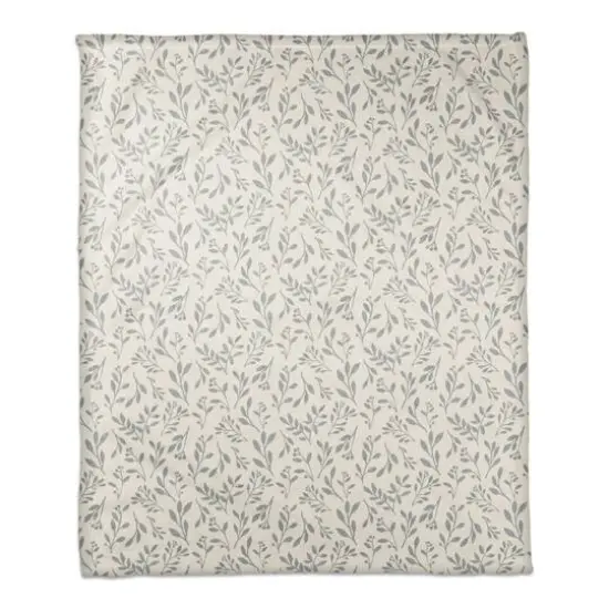 60" Delicate Floral Fleece Blanket Blue and White {1}