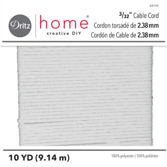 Dritz&reg; Home White Polyester 3/32" Cable Cord, 10yd. {1}