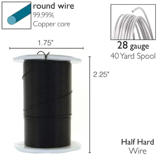 The Beadsmith&reg; Wire&trade; Elements 28 Gauge Tarnish-Resistant Wire Black {7}