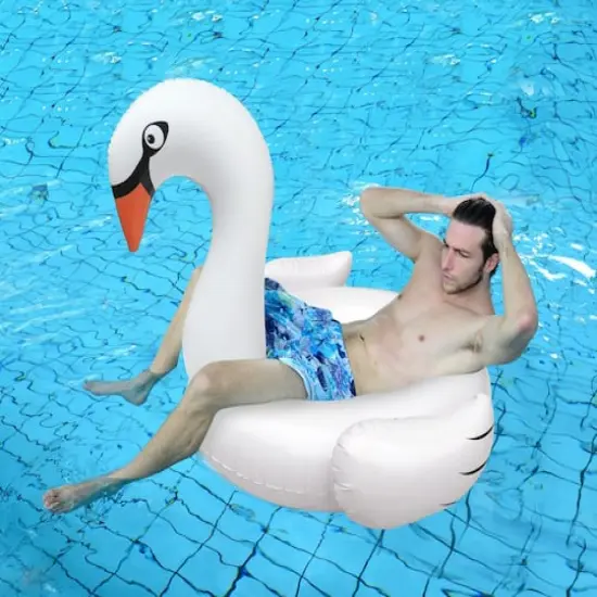 4.5ft. White Swan Inflatable Swimming Pool Ring Float {3}