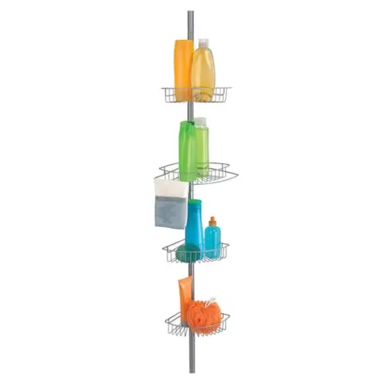 Bath Bliss Silver 4-Tier Corner Shower Caddy {1}