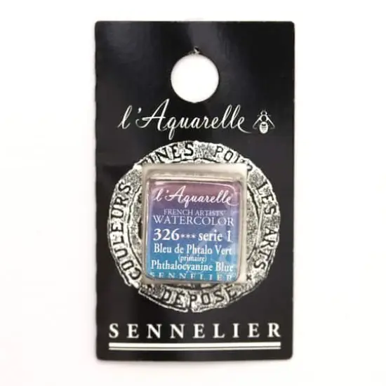 Sennelier French Artists' Watercolor Paint, Half Pan 326 Phthalo Blue {1}