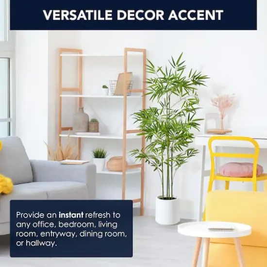 American Art Decor 5ft. Realistic Artificial Bamboo Tree Faux Plant in White Pot {3}