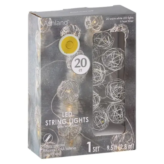 20ct. Warm White Wire Ball LED String Lights by Ashland&trade; {6}