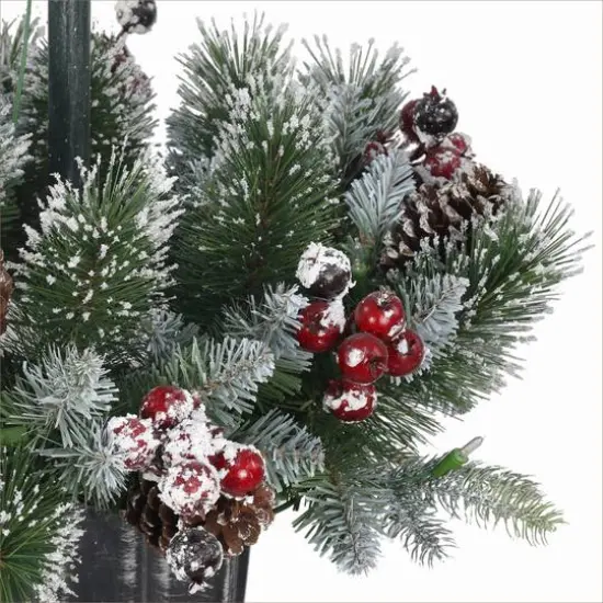 4ft. Pre-Lit Artificial Pine Lamp Post, Warm White LED Lights {6}