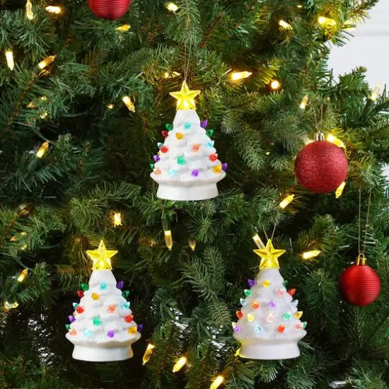 5" LED White Nostalgic Trees Figurine Set {3}