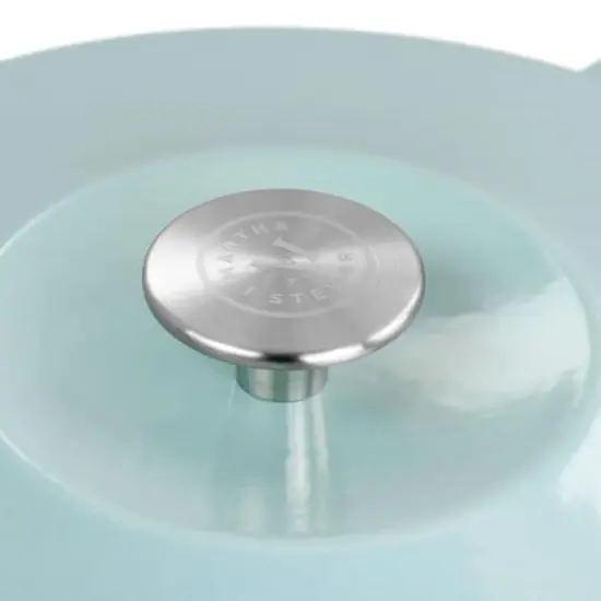Martha Stewart 5qt. Light Cyan Enameled Round Cast Iron Dutch Oven with Lid {4}