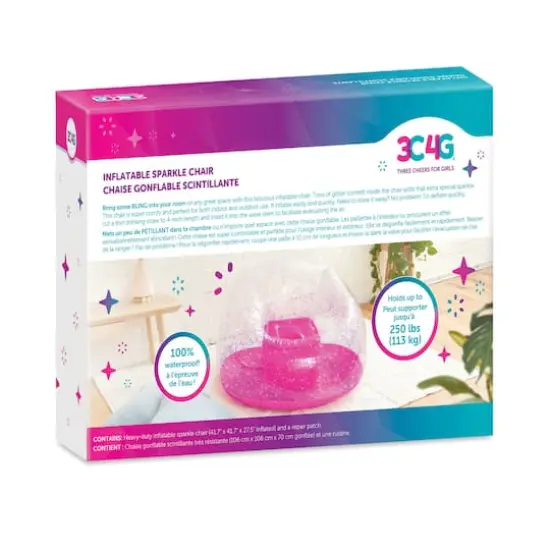 Make It Real 3C4G&reg; Pink Glitter Confetti Inflatable Chair {3}