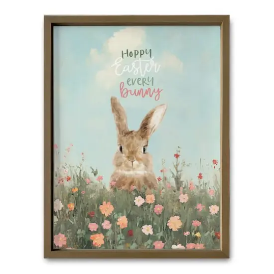 18" x 24" Happy Easter Every Bunny Wall Print in Brown Frame {1}