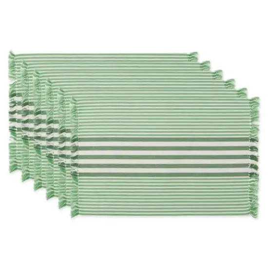 DII&reg; Grass Green Stripes With Fringe Placemats, 6ct. {1}