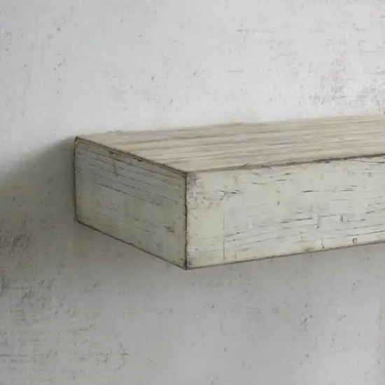 Small Whitewashed Wood Floating Wall Shelf {4}